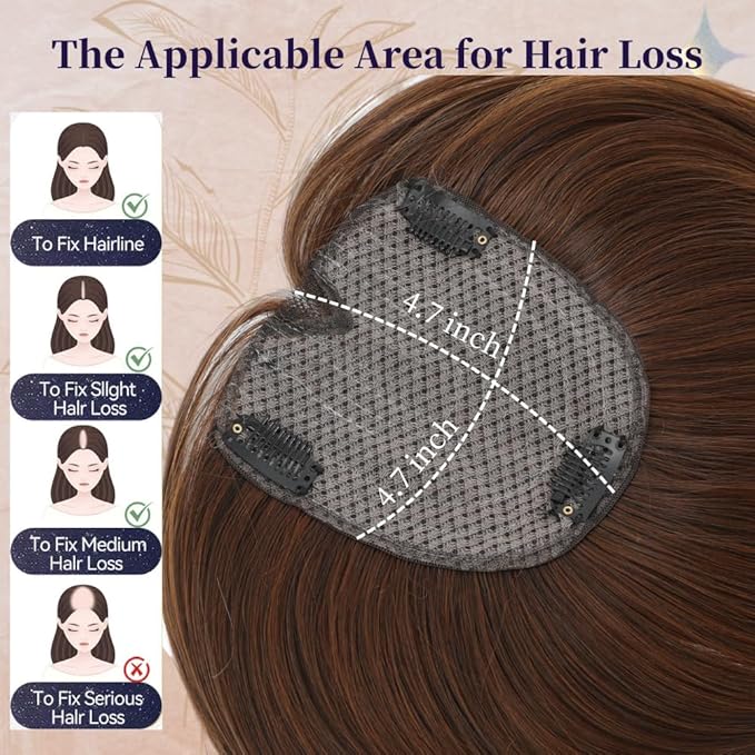 Hair Toppers for Women Large Base Toppers Hair Pieces for Women with Thinning Hair Clip Ins Fake Bangs Perfect Solution for Thinning-hair and Stylish Upgrade 15 Inch