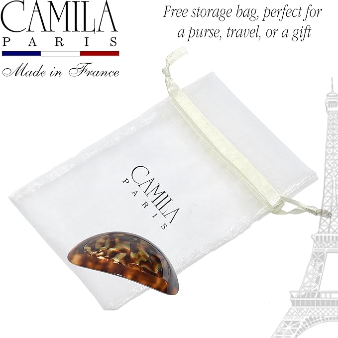 Camila Paris CP3645 French Hair Barrette Clip Oval Brown and Africa, Strong Hold Grip Hair Clips for Women, No Slip Rubberized Metal Closure, Durable Styling Girls Hair Accessories, Made in France