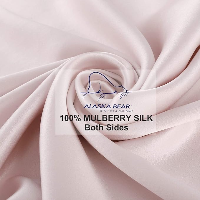 ALASKA BEAR 20 by 54 Silk Pillowcase for Curly Hair Women and Couple Pillow Slip Washable, Body Size (1pc, Pink)