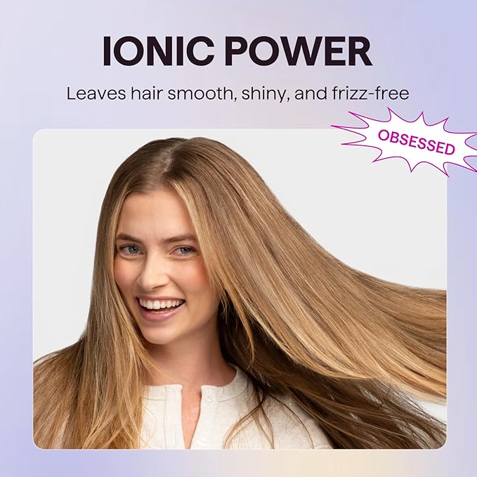 Wavytalk Hair Dryer, Blown Away Ionic Hair Dryer for Curly Hair with Diffuser, 1875W Fast Drying Blow Dryer with Ceramic Technology, 3 Attachments for All Hair Types, Light and Quiet, Light Blue