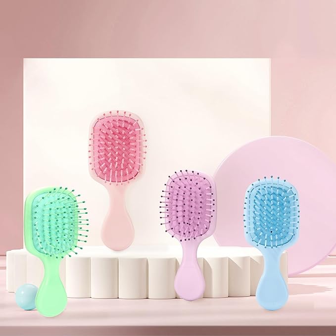 Mini Hair Bursh for Women and Girls, Protable Travel Size Hair Brush for Pockets Purses, Mini Detangler Brush for All Hair Types, Small Paddle Brush for Detangling(Purple)
