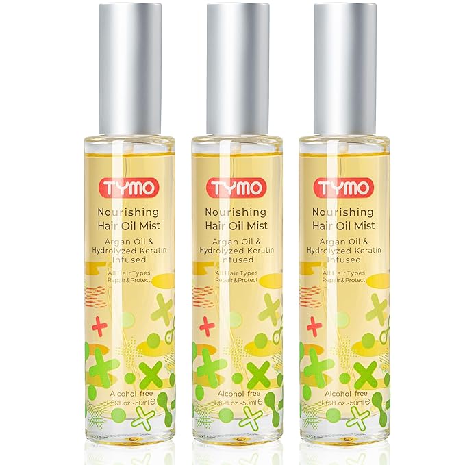 TYMO Argan Hair Oil Spray - Hydrating Natural 6 Blend Oil for Frizzy & Dry Hair, Organic Pure Formula, Daily Use Hair Treatment, Smooth Damaged Ends, Olive Oil & Vitamin E Infused, Pack of 3