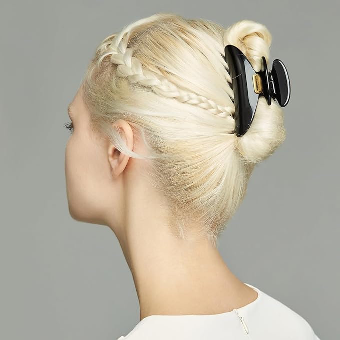 Acetate Hair Clip for Women, SHE'S FREE STYLE JUST FOR YOU [2024 New] Premium Tortoise Shell Hair Claw Clips, Butterfly Hair Accessory (Black-3.4")