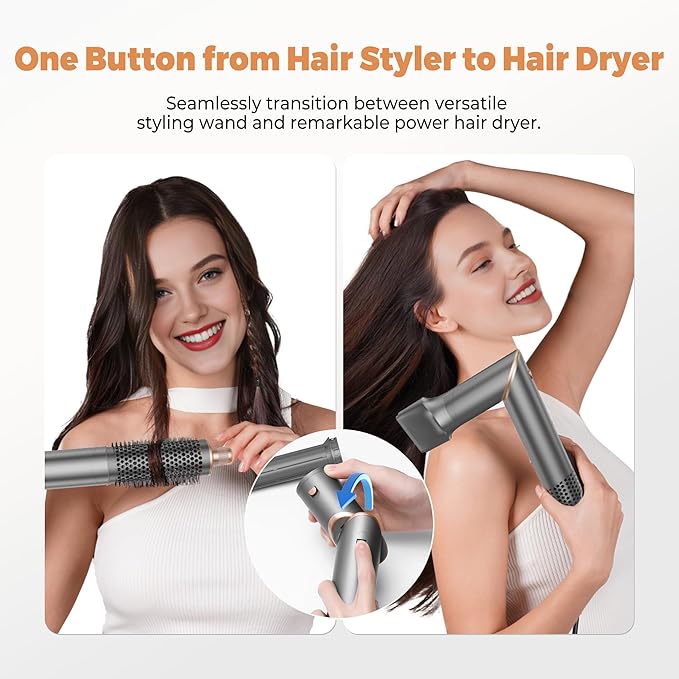 6 in 1 Hair Dryer Brush, Powerful Blow Dryer Brush Air Curler Air Curling Wrap Styler, Blow Dryer Diffuser Ionic Hot Air Brush Fast Dry, Straight,Curl, Blow dryers Brush for Hair, Travel Bag 100-120V