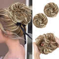 SARLA 2PCS Messy Hair Bun Hair Pieces Wavy Curly Synthetic Updo Fake Scrunchies Ponytail Extension for Women Bahama Beige