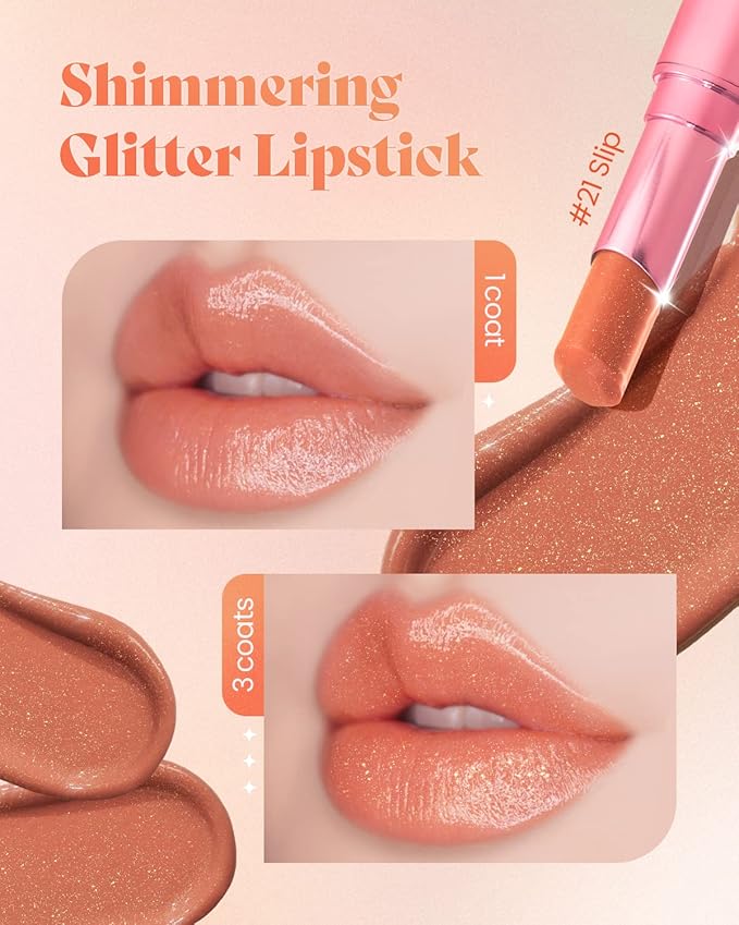 AMTS Tinted Lip Balm - Slip | Hydrating Glitter Lipstick | Pearl Shimmering Daily Lip Makeup for dry, cracked, chapped lips | korean beauty Moisture Lip Tint
