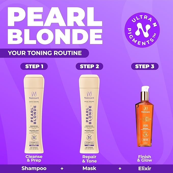 Naissant Set Purple Shampoo & Toning Mask | Eliminates Brassiness | Neutralizes Yellow & Orange Tones | Paraben, Ammonia & Sulfate Free | Pro-Vitamin B5, Olive Oil & Honey (Pearl Blonde) 10.1 Fl Oz