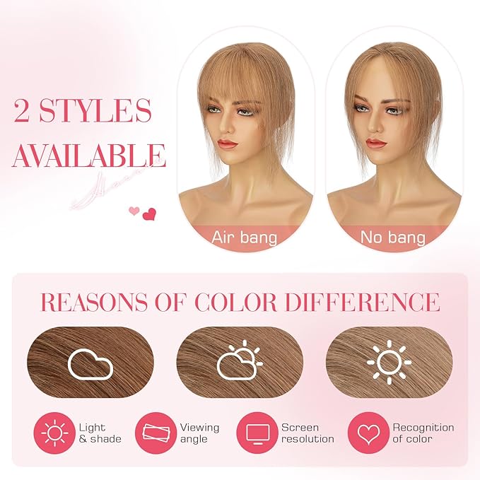 Hairro Human Hair Toppers For Women Wispy Thin Short Wiglet Hairpieces Natural No Bang Middle Part Side Bangs Hair Clip 11 Inches 14.5g #06 Light Brown