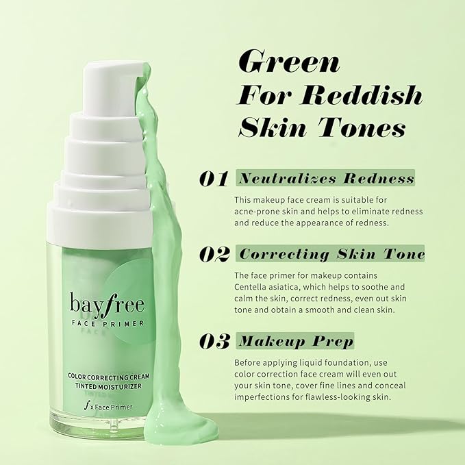 Color Correcting Cream Tinted Moisturizer, Makeup Primer for A Flawless, Smooth Canvas, Formulated with Centella Asiatica and Vitamin E