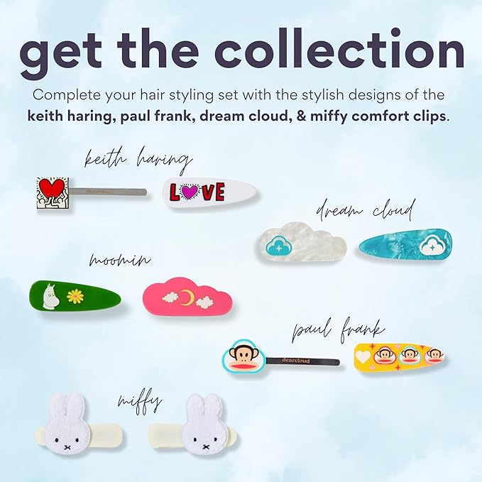 dearcloud Moomin Crease-Free Hair Clips Set of 4 – Gentle, Teeth-Free & Secure Hold (Hair Harmony)