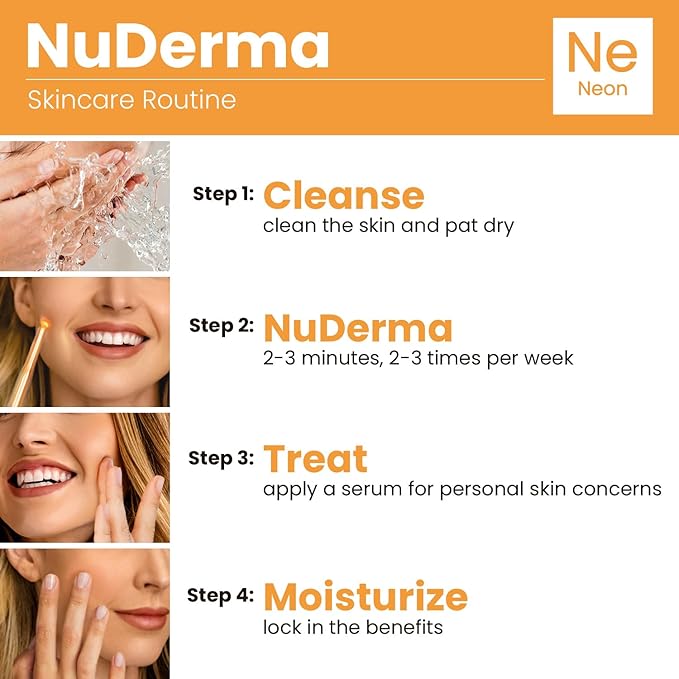 Pure Daily Care NuDerma Handheld Skin Therapy Wand Machine w/Neon – Anti-Aging - Skin Tightening - Wrinkle Reducing - Dark Circles – Clarifying - Hair & Scalp Stimulator