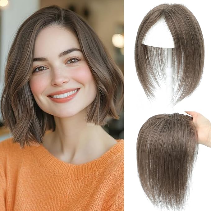 Human Hair Toppers for Women Real Human Hair pieces for Women with Thinning Hair pieces 7 * 10cm Hand-Tied Swiss Base Topper No Bangs 30g Hairpieces 10Inch(Medium Auburn Brown)