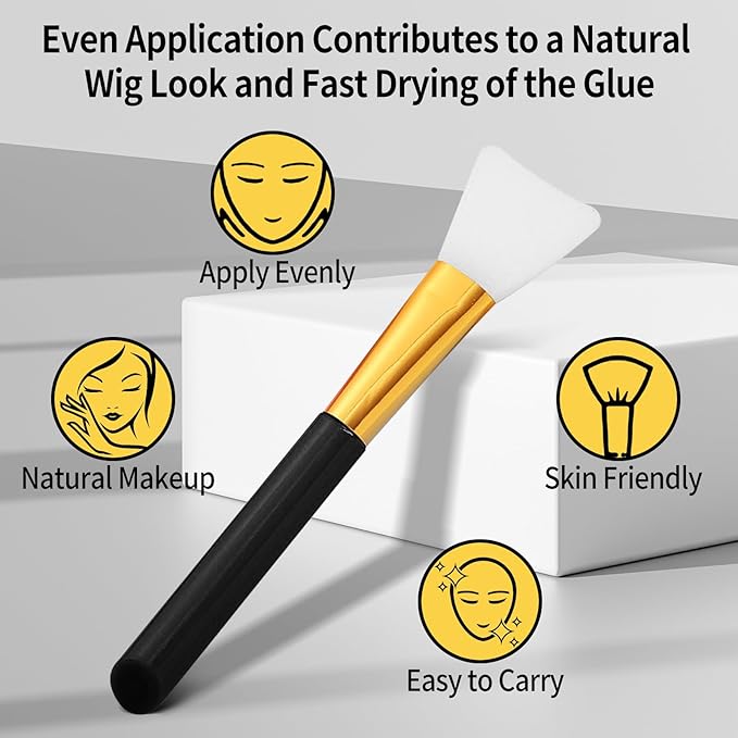 Wig Glue for Lace Front Wigs, Waterproof Lace Front Wig Adhesive & Silicone Applicator for Wigs, Strong Hold Transparent Lace Glue Edge Band HD Cap for Hair Replacement Invisible Hair Bonding (8PCS)