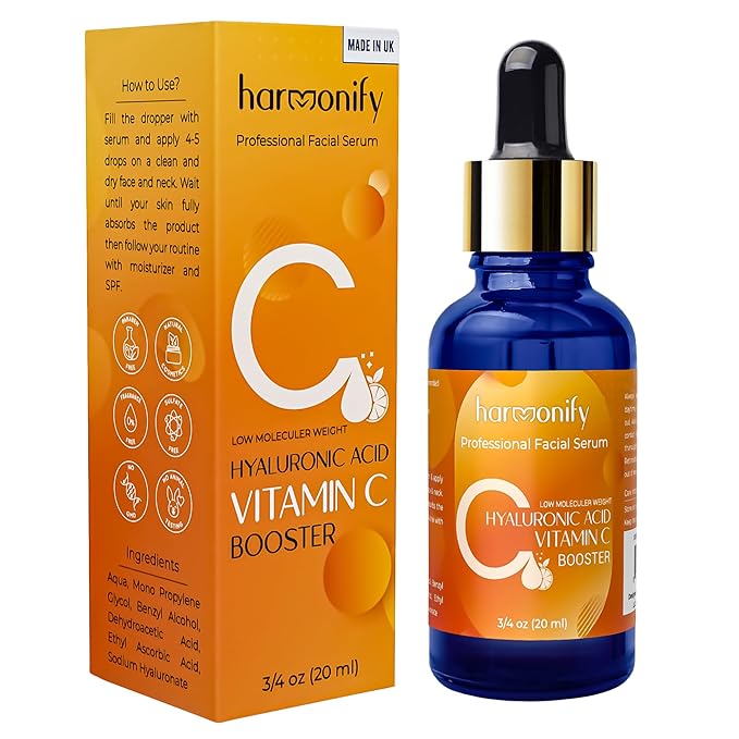 Hyaluronic Acid Serum for Face with Vitamin C, Brightening Serum, Pure, Hydrating Serum to Plumb Skin, Reduce Fine Lines, Wrinkles and Dark Spots, Low Molecular Weight [0.75 oz]
