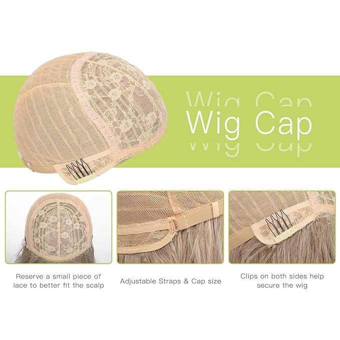 Long Wavy Ash Blonde Wig with Curtain Bangs for Women 26 Inch Synthetic Wig Natural Looking Heat Resistant Fiber Hair Wig for Daily Party Halloween Cosplay Use