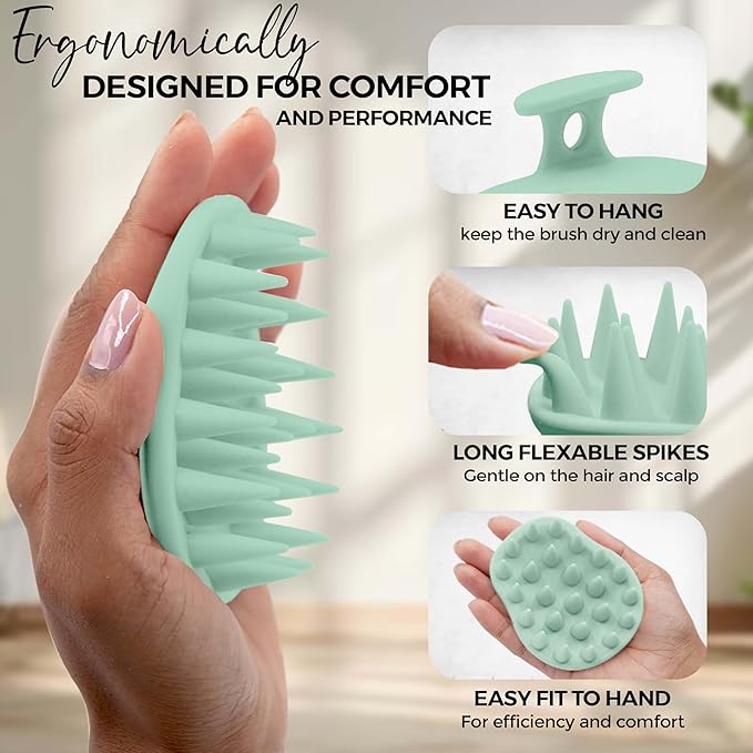 Fiora Naturals Scalp Massager Shampoo Brush - Silicon Scrubber & Exfoliator for Dandruff Removal and Hair Growth, Brush for Wet & Dry Hair, for Men, Women, Kids - BPA Free