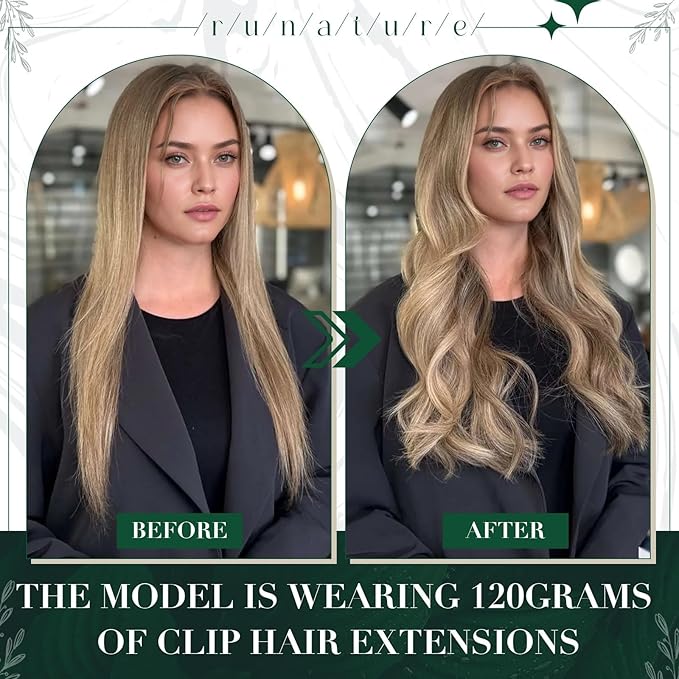 RUNATURE Clip in Hair Extensions Human Hair Balayage Clip in Human Hair Extensions for Women Soft Remy Natural Hair Straight 16 Inch 50g 3pcs #3/8/22 Walnut Brown to Blonde Balayage