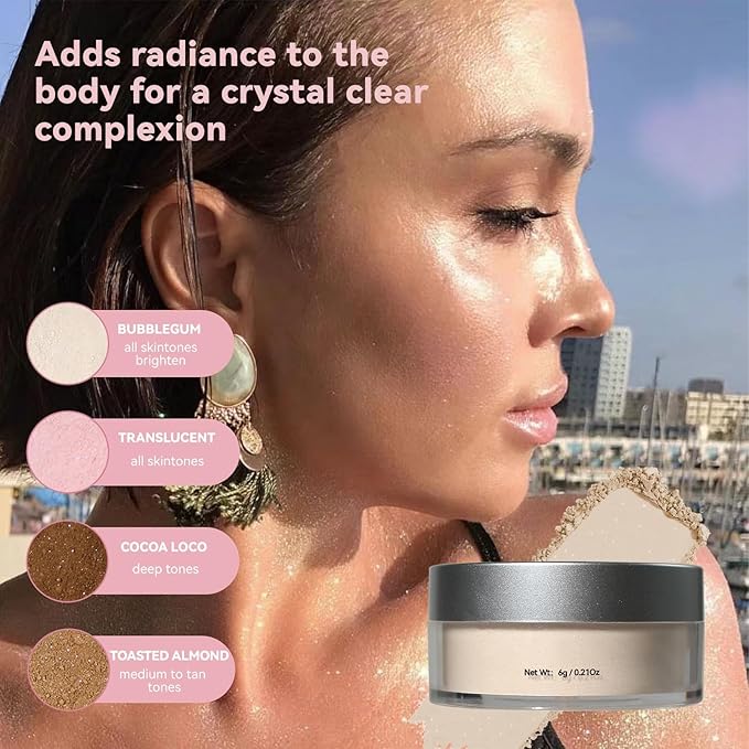 Loose Face Powder Glitter Setting Powder Matte Finishing Powder Shine,Long-lasting,Lightweight,Sets Foundation Makeup