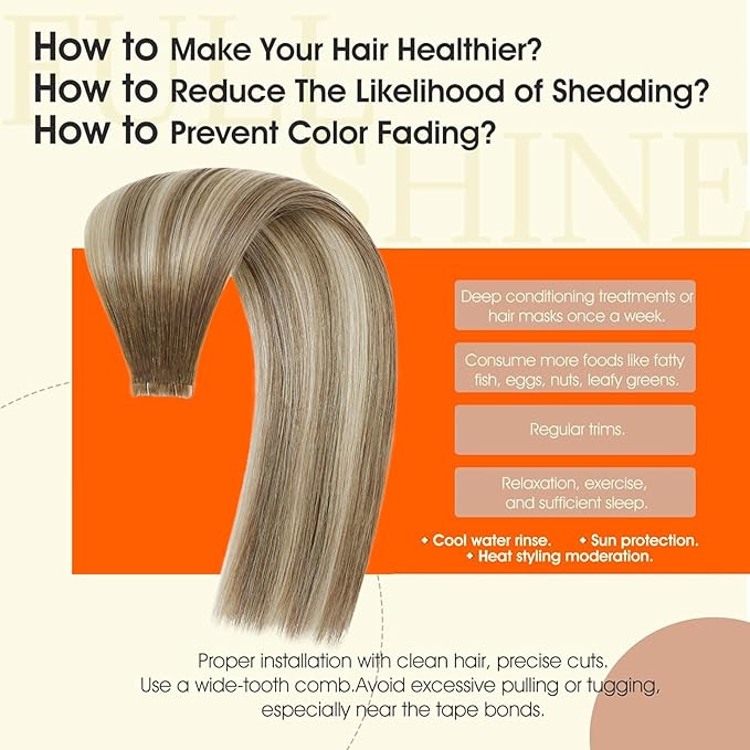 Full Shine Injection Tape in Hair Extensions Color 3/8/22 Ombre Balayage Human Hair Tape in Extensions 14Inch Seamless Skin Weft Natural Straight Remy Extension 40G 20Pcs Soft Silky