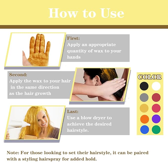 Blonde Hair Color Wax, Temporary Washable Hair Color Dye for Kids, Temporary Dye Wax Natural Hairstyle Cream Hair Pomades for Women & Men Party Cosplay Halloween