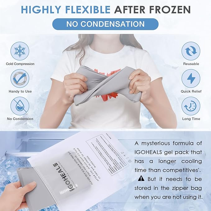 Cold Head Hat – Cooling Ice Cap Ice Pack Mask with Flexible Hot and Cold - Grey