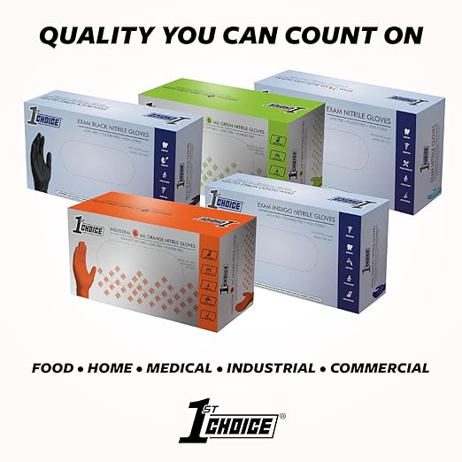 1st Choice Safety Indigo Nitrile 4 Mil Thick Disposable Gloves Large Case of 1000 Exam Medical Latex Free Indigo Large