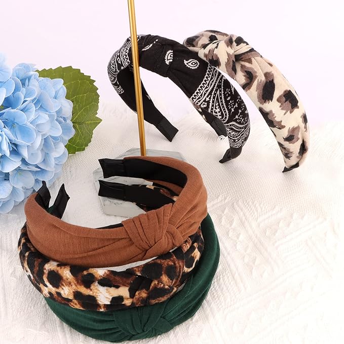 VELSCRUN 12 Pack Flower Headbands Non Slip Wide Girls Cute Boho Knotted Head Bands Hair Accessories Fashion Birthday Gifts for Women