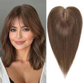 HAIRCUBE Hair Toppers For Women With Thinning 5"*5" Large Base Real Hair Toppers For Women, 14 Inch For Hand-Woven, 60g, Silk, Natural, realistic, Use Daily, Hairloss, Brown, with bangs