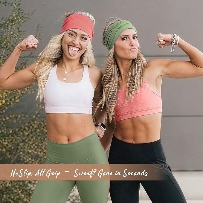 Wide Headbands for Women Knotted No Slip Head Bands Soft Turban Headband Hair Accessories Boho African Solid Color Head Wraps for Women Yoga Workout Pack of 6