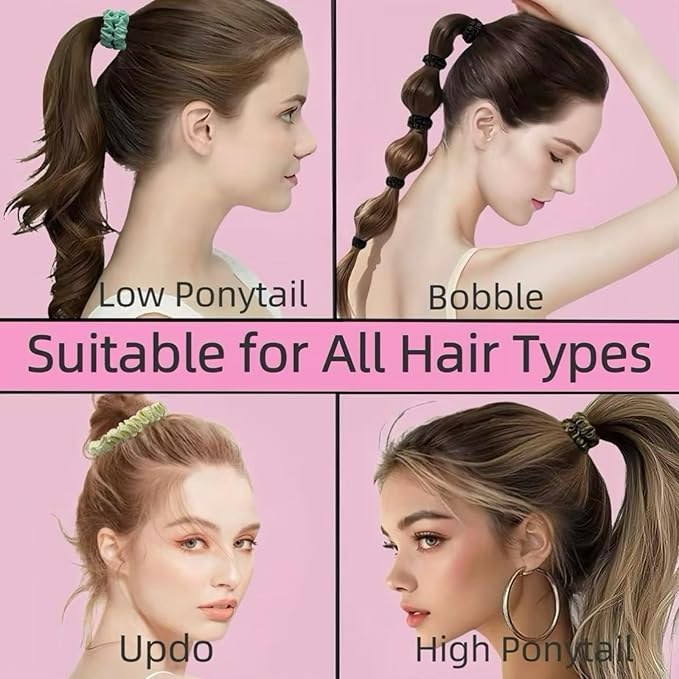 10 Pcs Small Satin Hair Ties No Damage for Women Girls Thick Thin Hair, Small Satin Scrunchies Hair Ties Skinny Hair Elastic Bands Ponytail Holders for Women Hair Accessories (Multicolor)