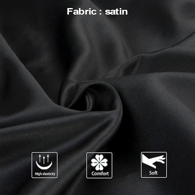 NTBAY Zippered Satin Pillow Cases for Hair and Skin, Luxury King Hidden Zipper Pillowcases Set of 2, 20x36 Inches, Black