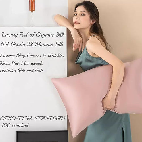 100% Mulberry Silk Pillow Cases King Size for Hair and Face Protection, Premium Hypoallergenic 22 Momme Silk Pillowcase Gift Set Made in USA, 1 Pack 20"x36" (King, Dusty Rose)