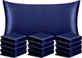 NTBAY 12 Pack Satin King Pillowcases for Hair and Skin, Luxurious and Silky Pillow Cases with Envelope Closure, 20 x 36 Inches, Navy Blue