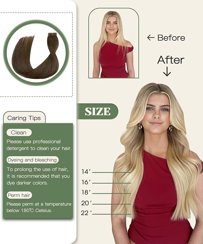 SURNEL Invisi Edge Tape in Hair Extensions #4 Chocolate Brown Injected Tape in Extensions Human Hair 16 Inch 20 Pcs 35g(#4,16)