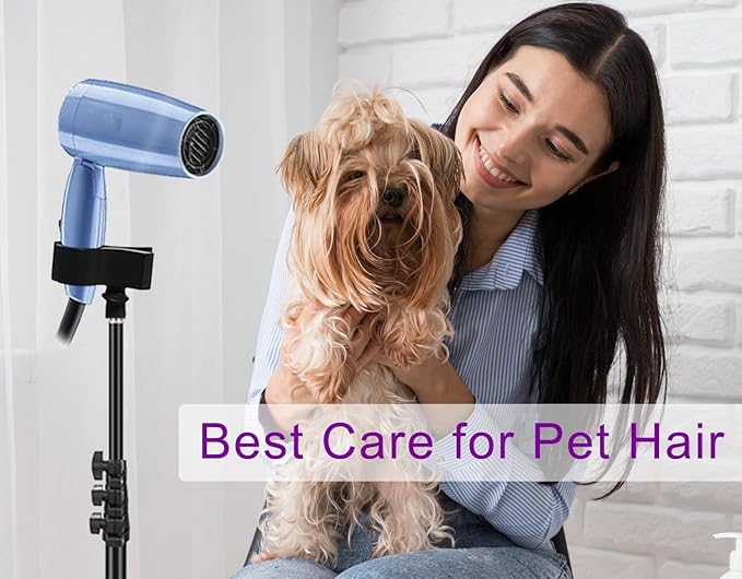 Purple River Hair Dryer Stand Black 20-63 Inch Adjustable Blow Dryer Holder with Tripod and Universal Clip, Easy to Use, Hands Free Relieve Wrist Pain, Shoulder Periarthritis etc