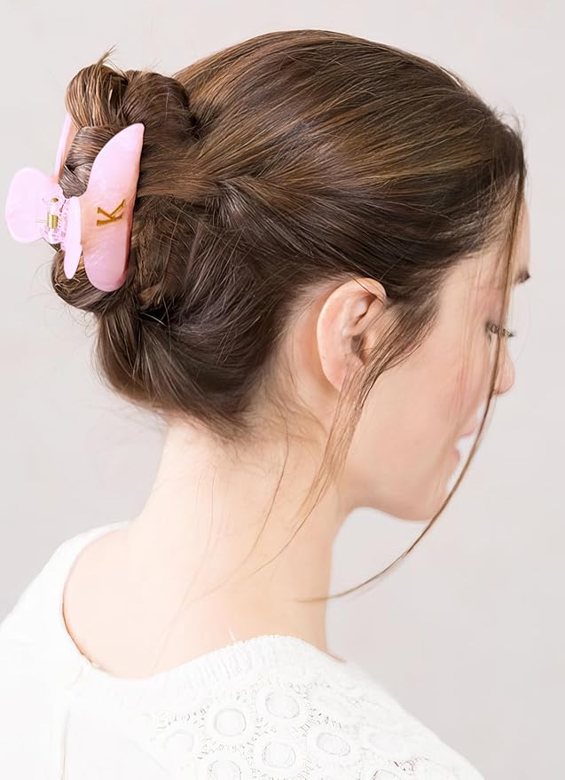 Engagement Gifts for Couples - Initial Cute Hair Clips, Elegant Pink Hair Claw Clips, Fashion Durable Hair Clips, Wedding Gift, Girlfriend Bridesmaid Gifts, Birthday, Christmas Gift, Letter E