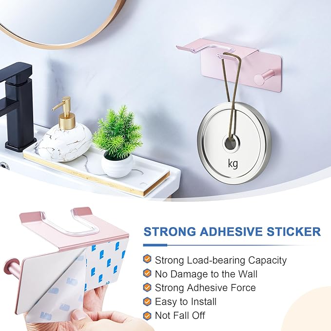 Hair Dryer Holder Wall Mounted, Blow Dryer Holder Adhesive, Metal Hairdryer Holder for Bathroom, Hair Tool Organizer with Plug&Cord for Cabinet Bathroom Bedroom Barber Shops