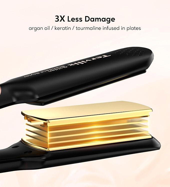 Flat Iron Hair Straightener by Terviiix - Ceramic & Tourmaline for Smooth, One-Swipe Results, Salon-Grade Wide 1-3/4 Inch Straightening Iron Gently Straightens Thick, Curly, Black & Natural Hair