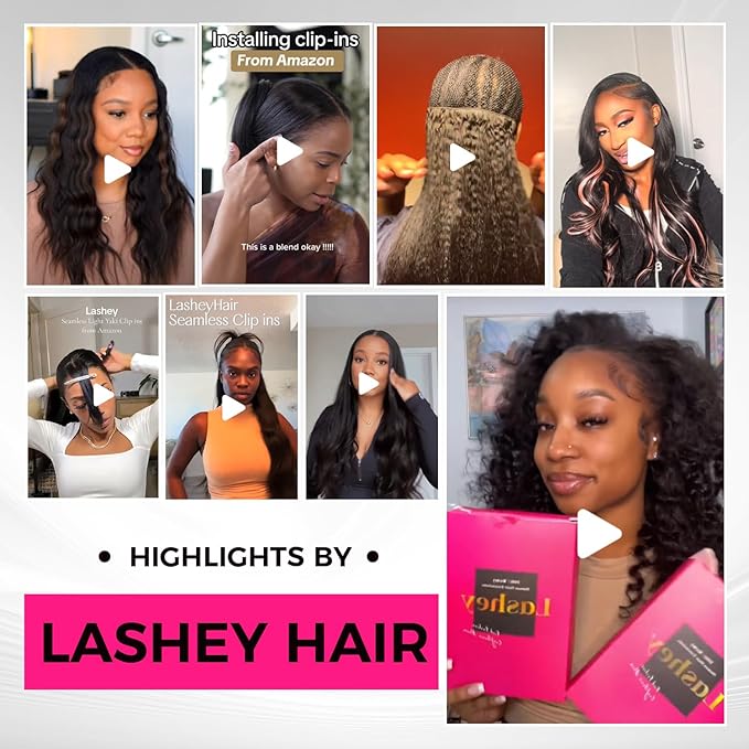 Lashey Seamless Clip in Hair Extensions Real Human Hair, 7pcs 110g 24 Inch Natural Black Straight Clip ins Human Hair Extension for Black Women