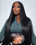 9x6 SKINLIKE Real HD Lace Closure Wig, Straight 180% Density 0.10mm Ultra-thin Swiss Lace Pre-plucked Bleached Small Knots With Baby Hair Natural Black Human Hair Wigs 22 Inch