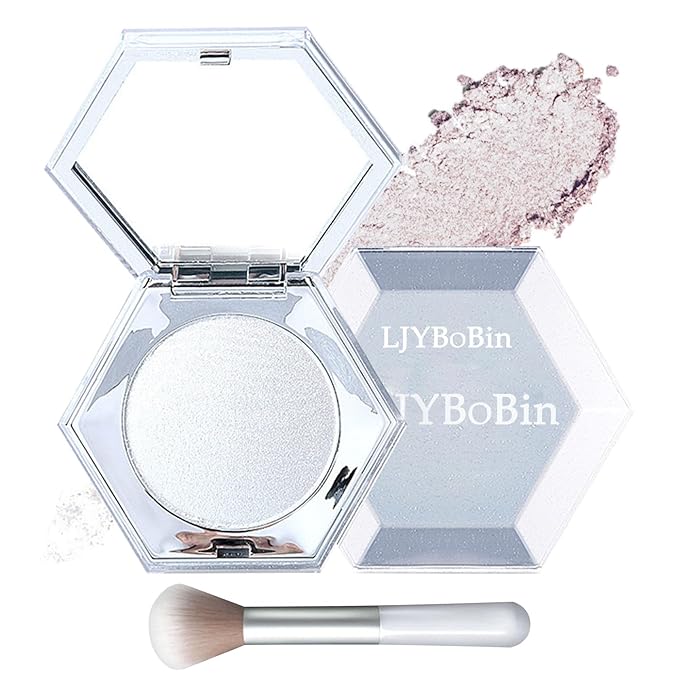 Body Glitter Face Highlighter Palette,Shimmering Shiny Contour Makeup Palette for Women,Lightweight Smoothing Long Lasting Face High Gloss Highlighter Powder Makeup Kit with Brush 01#