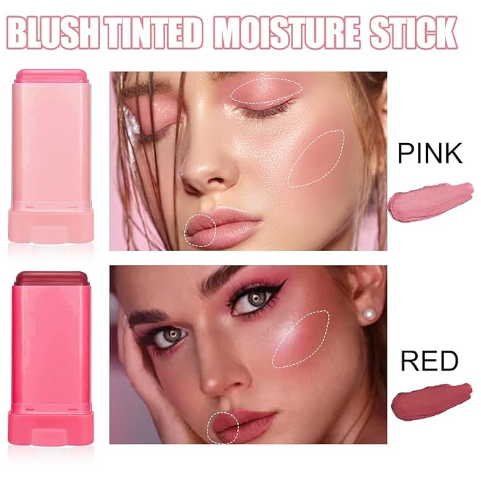 Blush Rare Beauty Liquid Blush Stick Cream Blush Natural Waterproof Long Lasting Powder Blusher,On The Go Blush Brushes For Makeup Cheeks,Suitable For All Skin Types(2PC)
