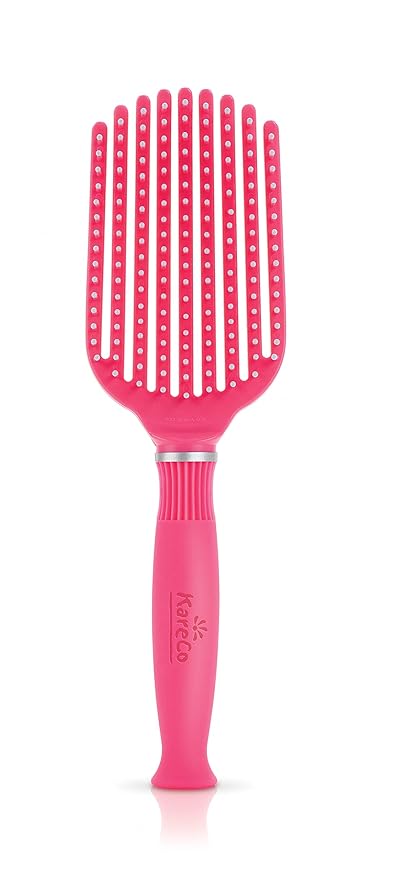 Premium Tangle Buster Brush – Soft Nylon Travel-Friendly Bristles – Long Durable Rubber Handle – Ideal for Wet and Dry Hair & Easy Grooming, Pink Color