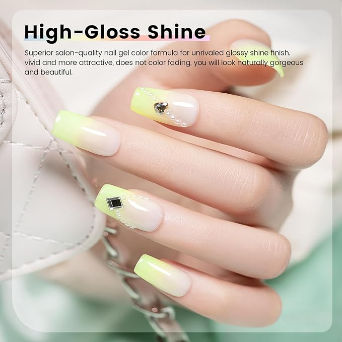 RARJSM Pastel Stained Glass Gel Nail Polish Set 6pcs Clear Orange Yellow Blue Pink Purple Crytal Transparent Jelly Series Sheer Amber Gel Varnish LED UV Curing Requires Spring Easter French Manicure