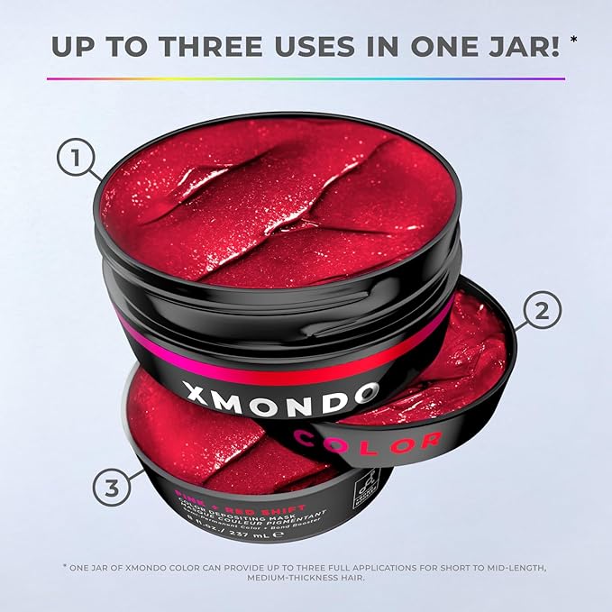 XMONDO Color Pink + Red Shade Shift Color Depositing Mask Infused with Bond Boosters & Hyaluronic Acid to Nourish, Revitalize & Repair, Vegan Formula, 8 Fl Oz 1-Pack