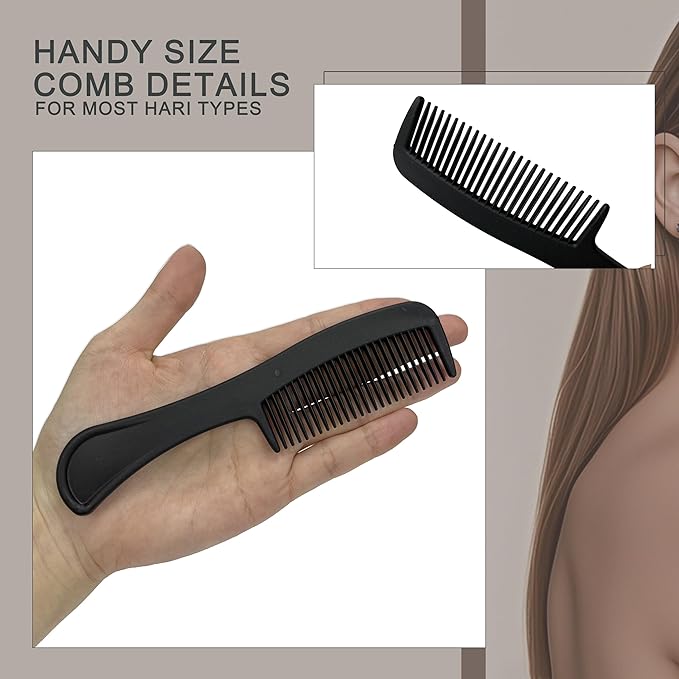 Bulk Hair Combs, Combs Individually Wrapped, Hair Combs in Bulk for Women, Kids, Hotel, Airbnb, Shelter, Homeless, Charity, and Church (Black) (5.9 inches, 150, Count)