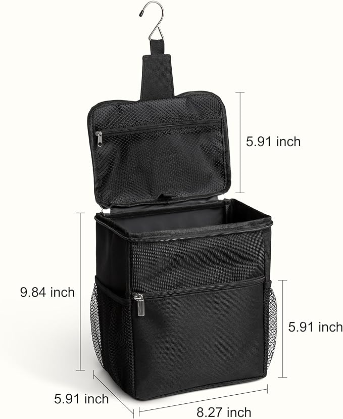 Mesh Shower Caddy Hanging Portable, Bathroom Caddy Organizer for College Dorm Essentials, Shower Tote Bag with Built-in Hook for Beach, Swimming, Gym camping Black