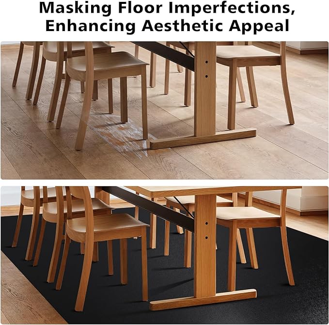 Vinyl Floor Mat for Home, Black Waterproof Area Mat for Under Dining Room Table, Sturdy Plastic Rug Protector for Kitchen, Living Room, Yard, Garage, Large Baby Play Mat (60"x 75")