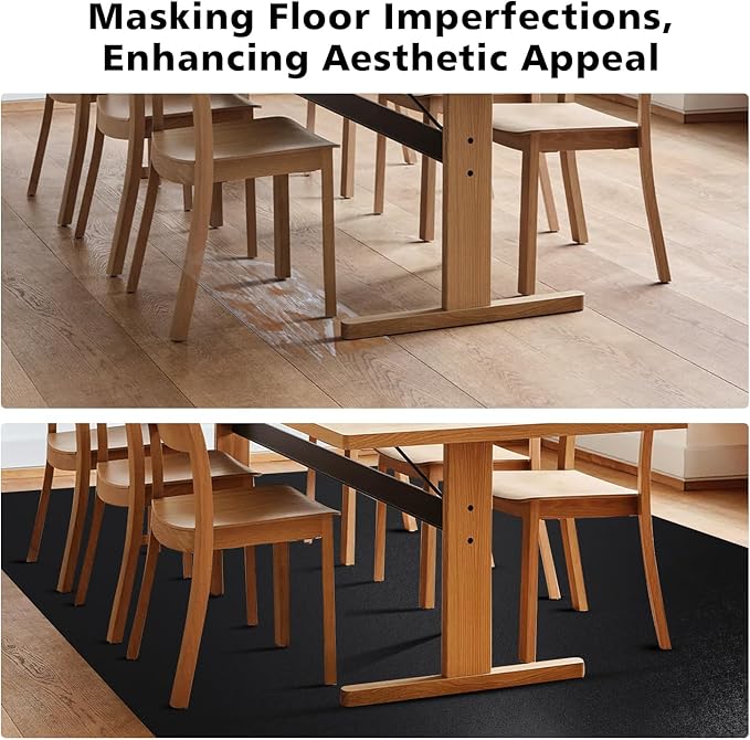 Vinyl Floor Mat for Home, Black Waterproof Area Mat for Under Dining Room Table, Sturdy Plastic Rug Protector for Kitchen, Living Room, Yard, Garage, Large Baby Play Mat (3'×5')