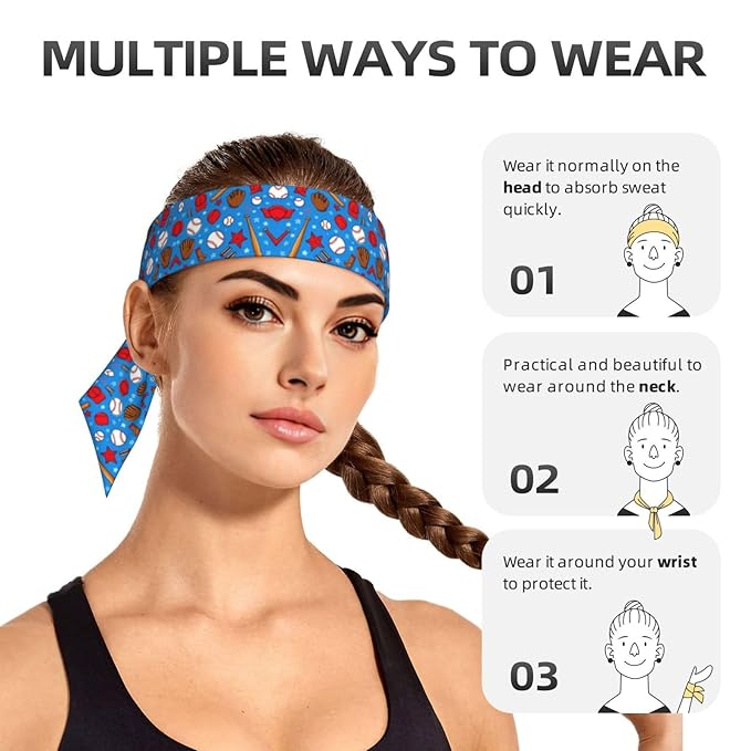 Men Women Novelty Sports Sweat Bands Hair Accessories for Sports Workout Shower, Elastic Multi Style Baseball Sports Hair Band Headdress